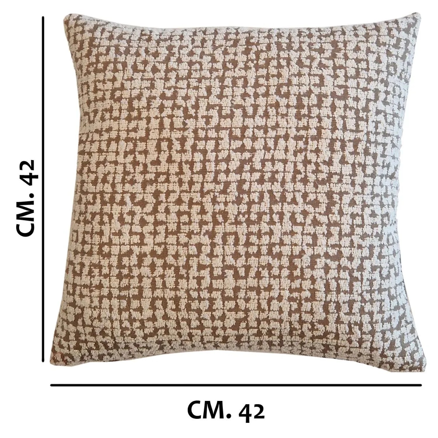 Cuscino decorativo quadrato t.b.t. con motivo astratto beige e marrone, 42x42 cm.