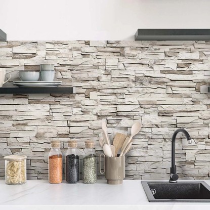 Paraschizzi Autoadesivo ignifugo Beige Stones 190x60 cm