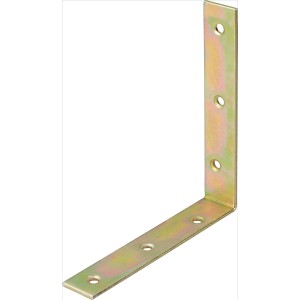 Staffa angolare per sedia zincata gialla, 125x125x22 mm, per costruzioni in legno interne.