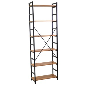 Scaffale in metallo e legno Achille 6 ripiani 60x28x184,5 cm
