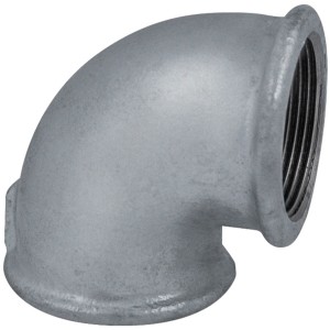 t.b.t. Raccordo in acciaio, gomito a 90 gradi con filettatura interna per connessioni tubi.