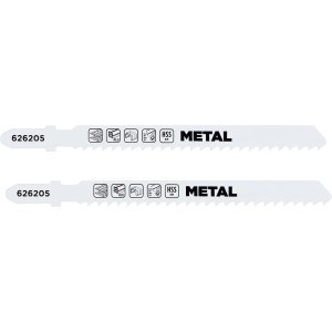 Due lame per seghetto alternativo t.b.t. per metallo, HSS, con dentatura fine.