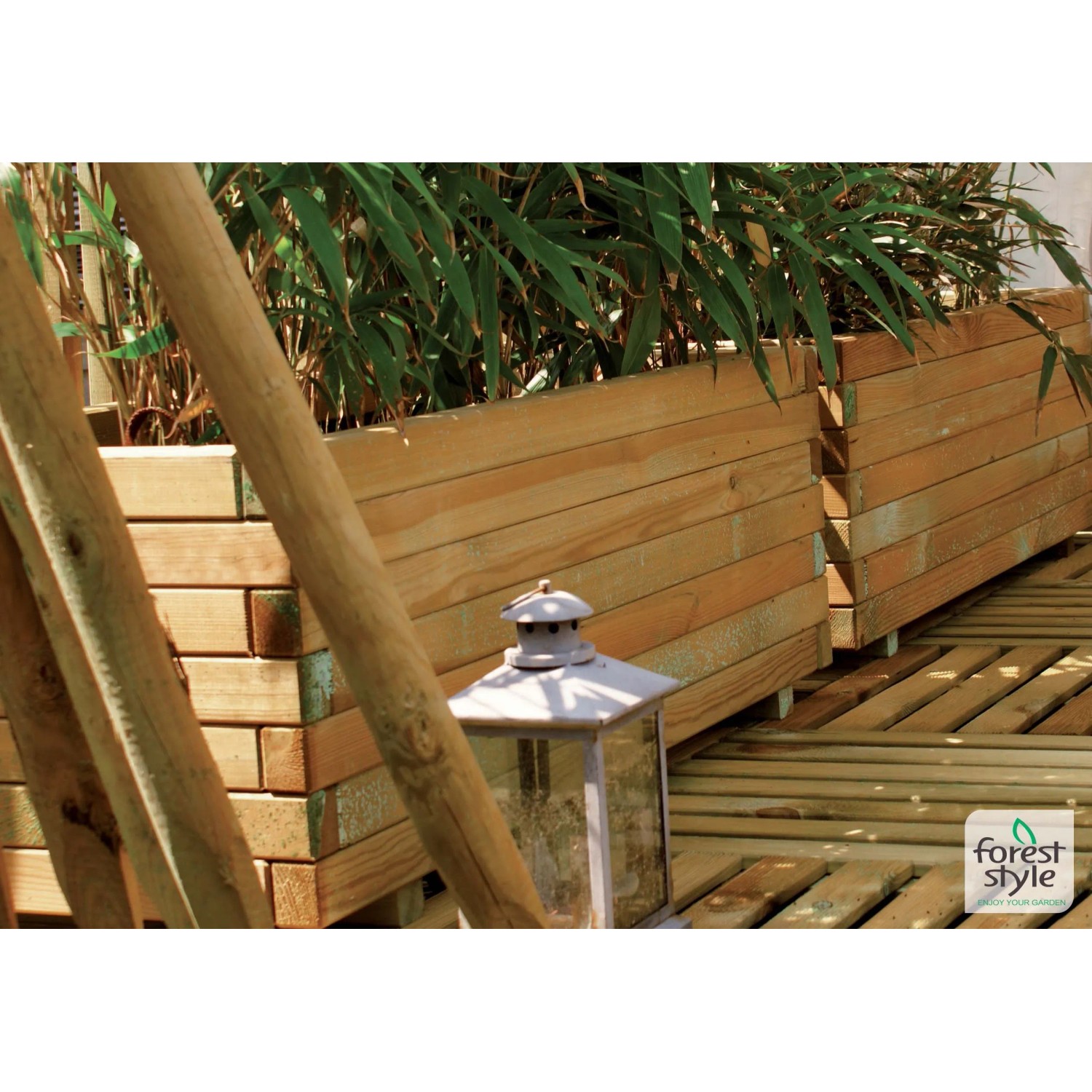 Fioriera da esterno in legno, aspetto legno naturale.