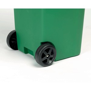 Cestino t.b.t. verde con ruote nere.