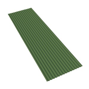 Lastra in plastica ondulata verde t.b.t. per coperture e rivestimenti murali.