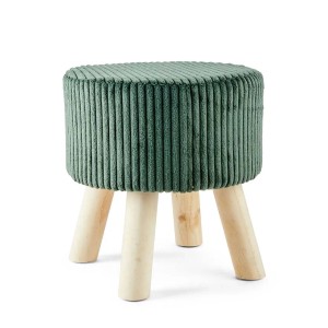 Sgabello in velluto portata max 100kg Ø28xH30 cm verde