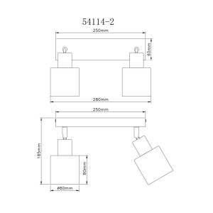 Faretto 2 luci rettangolare Globo Trent 280x80 mm sabbia satinato