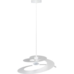 Lampada a sospensione bianca t.b.t. con design moderno a spirale per interni.