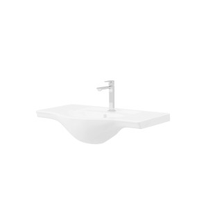 Lavabo singolo t.b.t. bianco con rubinetto, design moderno per il bagno.