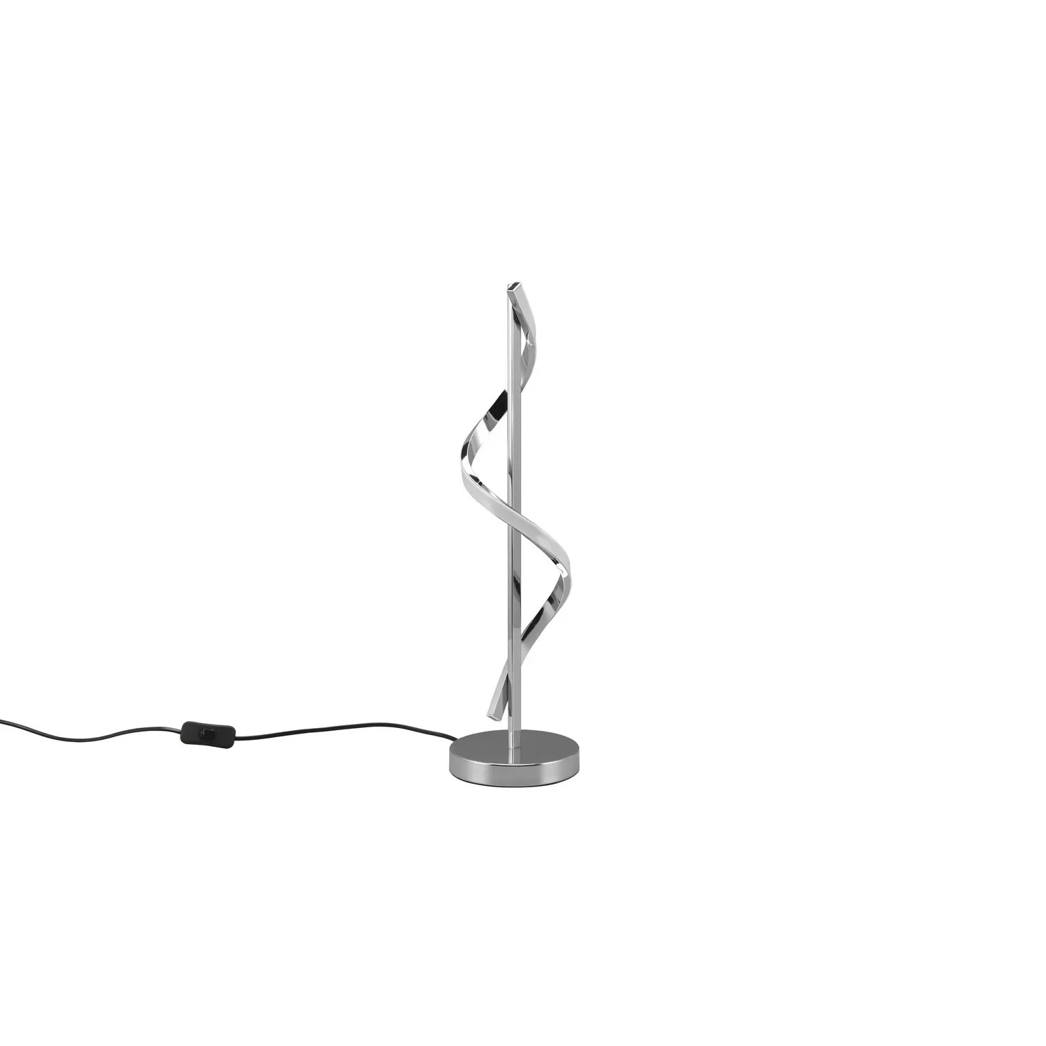 Moderna lampada da tavolo di design a LED Isabel in cromo, design curvo per spazi abitativi.