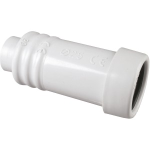 Connettore bianco per tubi corrugati, accessorio per scatole di derivazione.