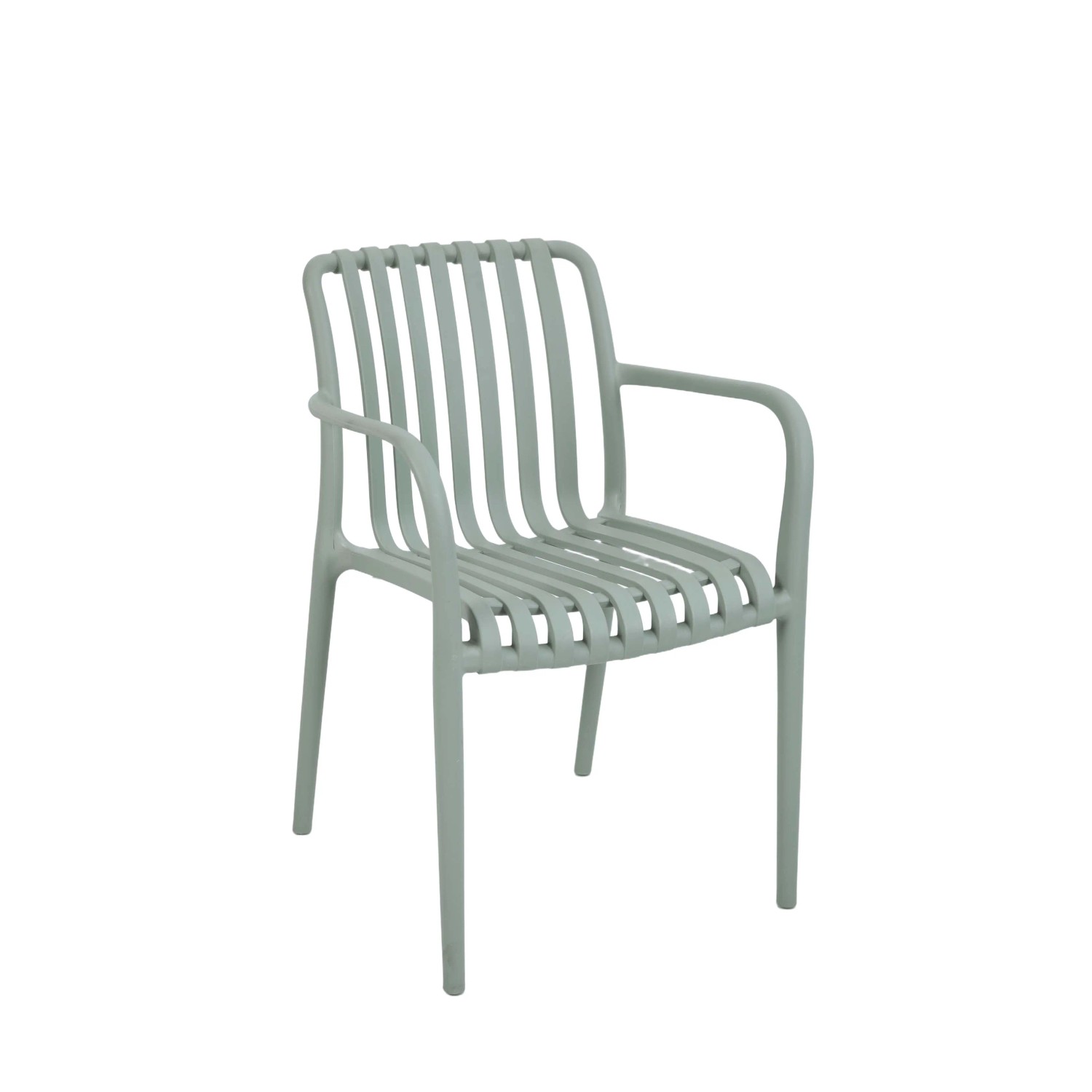 Sedia da giardino impilabile Merrydale in plastica verde con braccioli per giardino, terrazza o balcone.