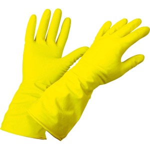 Guanti riutilizzabili gialli taglia M in gomma naturale per la casa.