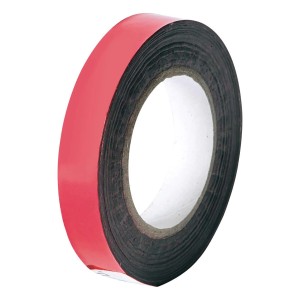 Rotolo di nastro biadesivo rosso.