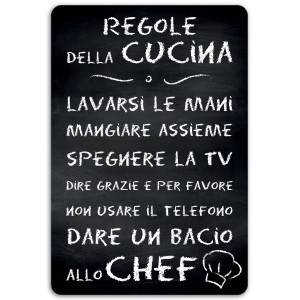 Targhetta in forex Regole Cucina 28x19 cm