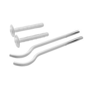 Set di fissaggio per radiatori con tasselli e supporti.