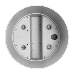 Vaso per piante Elho Greensense Rotondo, 30 cm, Cemento Chiaro, vista interna con dettagli del sistema di irrigazione.
