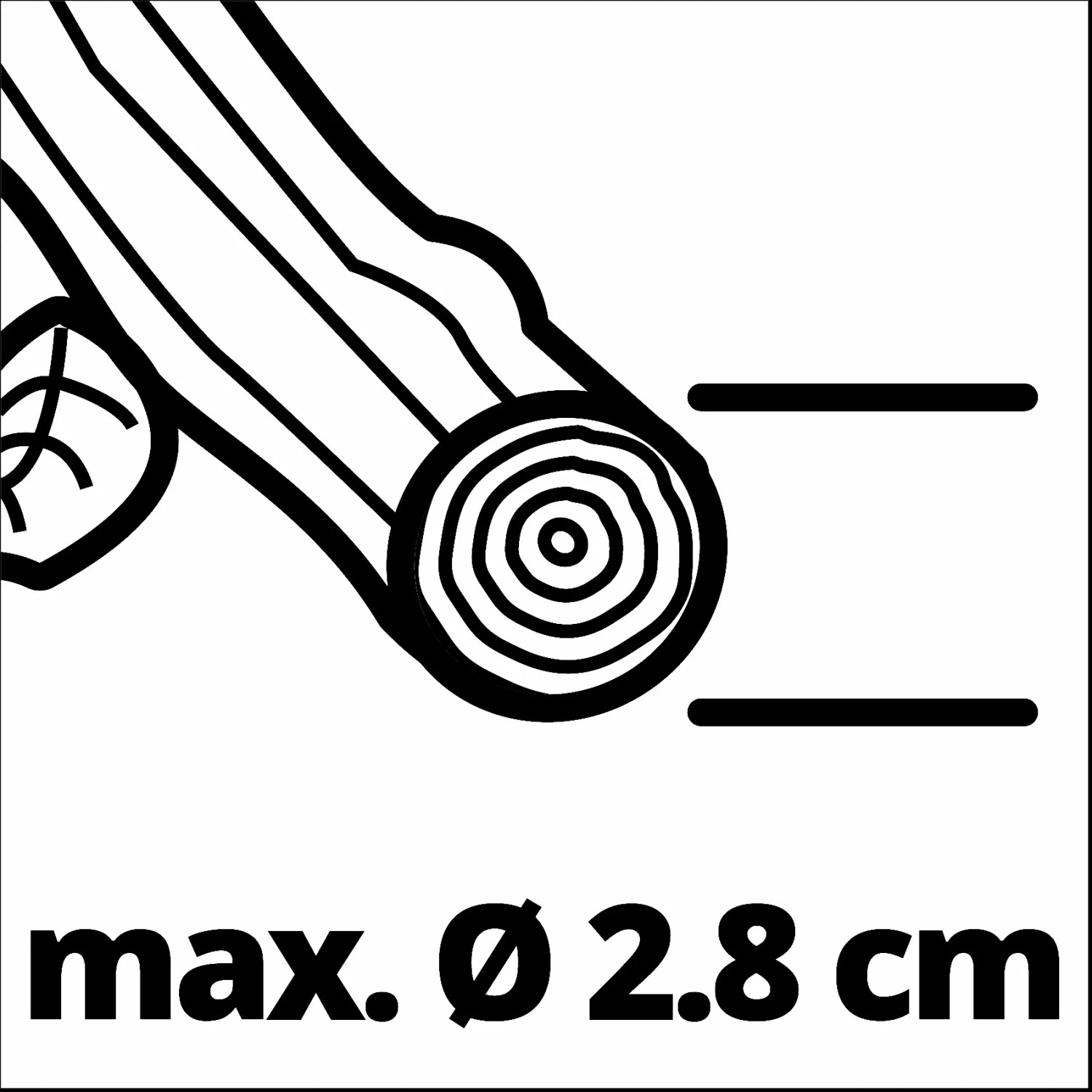 Immagine simbolo: Diametro max. 2,8 cm per potatore a batteria Einhell GE-LS 18 Li-Solo.