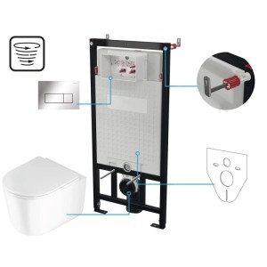 Set WC murale Genio 6 in 1 bianco e cromo