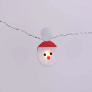 Catena luminosa con piccole figure di Babbo Natale illuminate per interni.