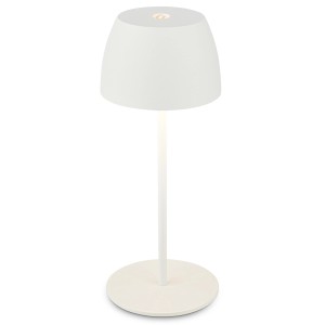 Lampada da tavolo a LED ricaricabile Brilo Serina Mini bianca, alta 20 cm, per esterni.