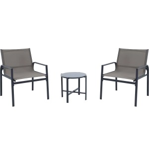 Salotto da balcone Tapena in acciaio e textilene tortora 2 posti