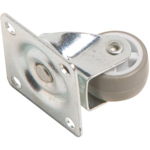 Rotella girevole per mobili con ruota morbida grigia, diametro 25 mm, portata 15 kg.