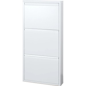 Scarpiera bianca con tre scomparti per riporre le scarpe.