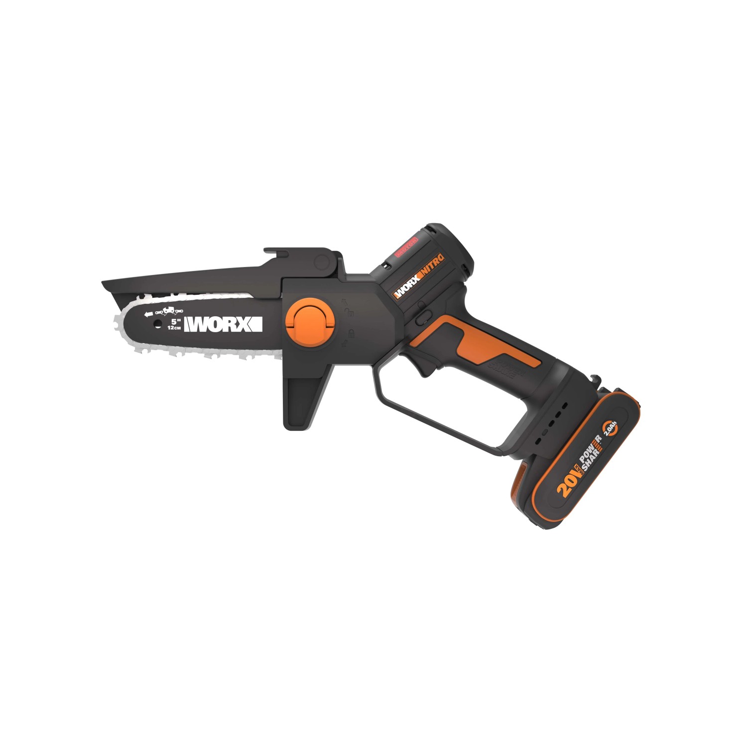 Worx Sega per potatura a una mano Nitro WG325E: Sega per potatura a batteria per lavori di giardinaggio come potatura di alberi e sfoltimento.