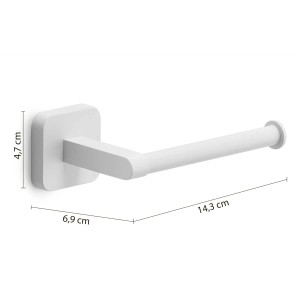 Porta carta igienica bianco da parete, accessorio per il bagno.