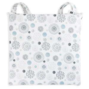 Cuscino per sedia t.b.t. con motivo a pois blu-grigio.