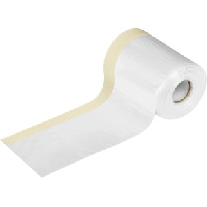 LUX-TOOLS nastro adesivo e pellicola protettiva 2-in-1, beige e trasparente, in rotolo per pittura.