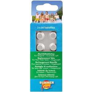 Summer Fun ricarica pastiglie per tester piscina, 2 x 30 pz per controllo ossigeno/pH.