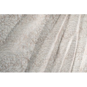 Tenda in tessuto con delicato motivo marrone.