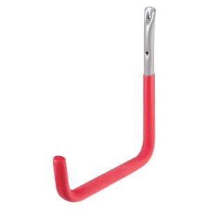 Gancio a muro rivestito con gomma rossa per montaggio a parete.