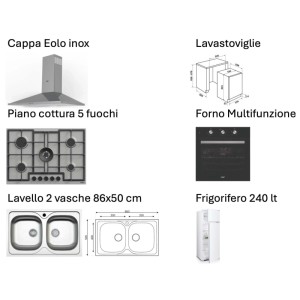 Cucina completa Iris 360 cm dx tortora