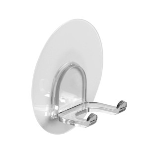 Wenko Static-Loc Duo gancio a muro trasparente in plastica per bagno e cucina.