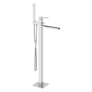 Miscelatore per vasca freestanding cromato con doccetta.
