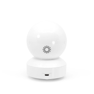 Telecamera di videosorveglianza t.b.t. bianca con altoparlante e porta USB.