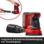 Levigatrice eccentrica a batteria Einhell TE-RS 18 Li Solo con aspirazione polvere e batteria. Parte della famiglia Power X-Change.