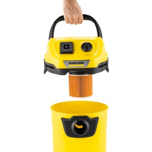 Filtro a cartuccia Kärcher KFI 3310 per aspirapolvere solidi-liquidi in alloggiamento giallo.