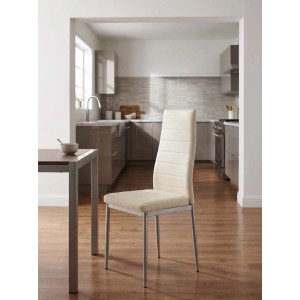 Sedia similpelle con struttura in metallo beige