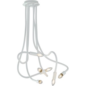 Lampada a sospensione bianca t.b.t. con cinque luci per interni.