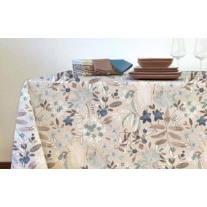 Tovagliato al metro Half Panama Resinato 140x20 m Fiore Beige Ottanio