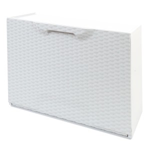 Scarpiera bianca con frontale intrecciato per ingresso e corridoio.