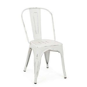 Sedia impilabile bianca t.b.t. in stile vintage per interni.