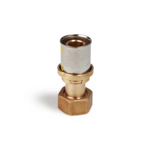 Raccordo a pressare t.b.t. in ottone e acciaio inox per tubi.