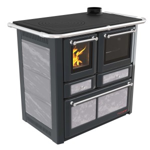 Stufa a legna t.b.t. con piano cottura e forno.