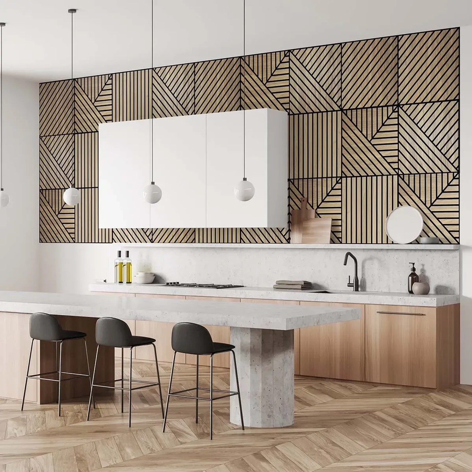 Pannelli decorativi da parete t.b.t. effetto legno come paraschizzi cucina.