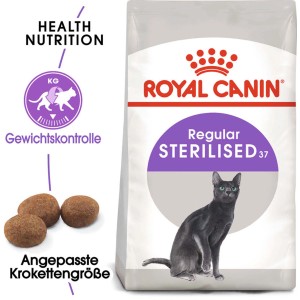Royal Canin Sterilised, alimento per gatti sterilizzati, confezione da 2kg per il controllo del peso.
